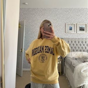 JMU (James Madison University) Yellow Champion sweatshirt with Purple Letters